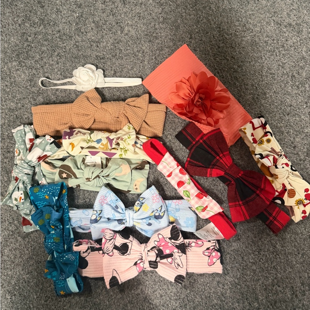 Assorted Kids Floral and Patterned Headbands 5 bamboo bows and several others